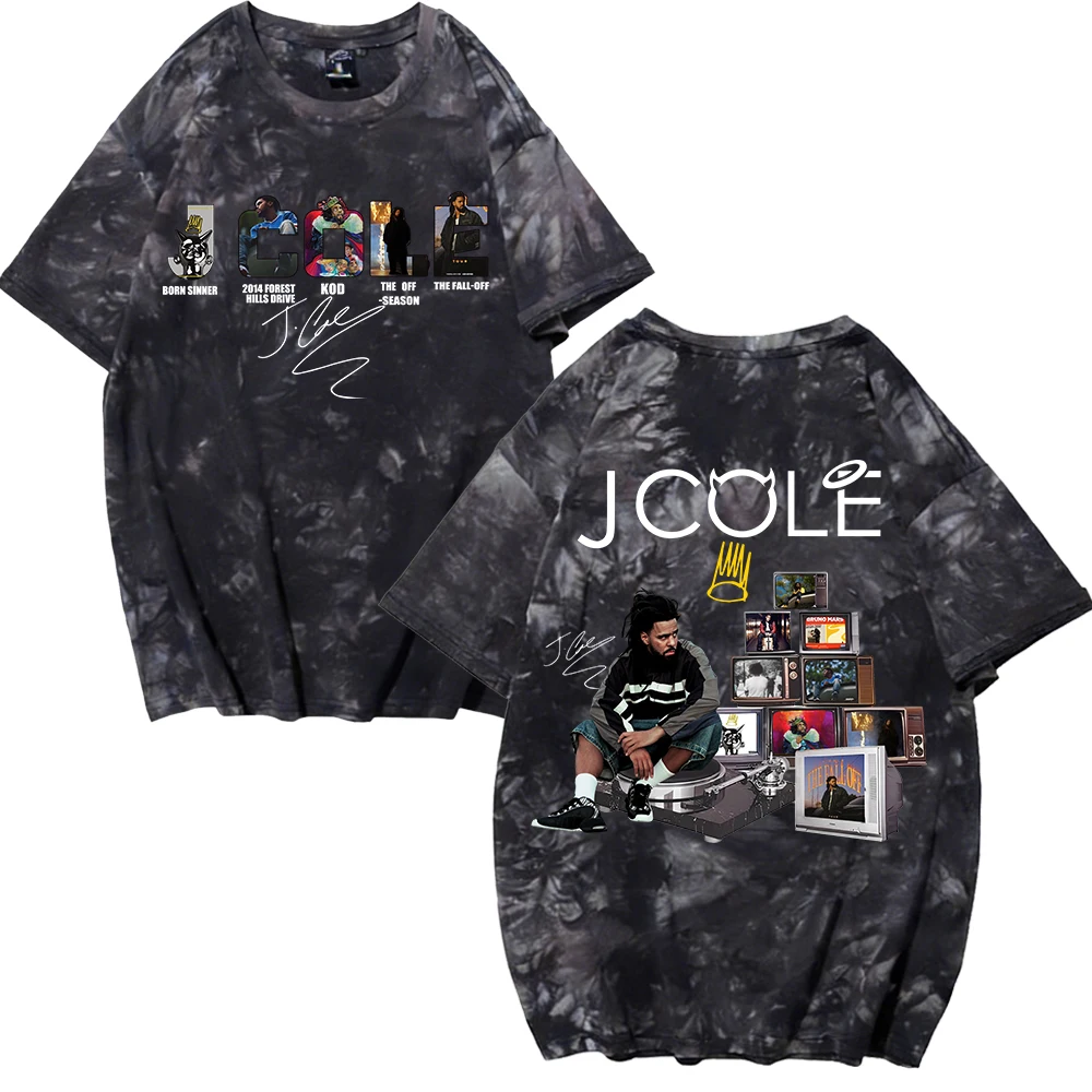 J Cole The Fall Off Tie Dye T-shirt Harajuku O-neck Casual Short Sleeve Shirt Tops for Fans Gift
