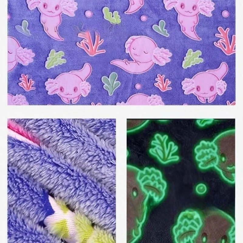 الفانيلا متوهجة بطانية الكرتون ديناصور تضيء أفخم رمي قيلولة الراحة المعزي أريكة تتحول لسرير الأريكة المنزل استخدام ضوء ليونة الراحة