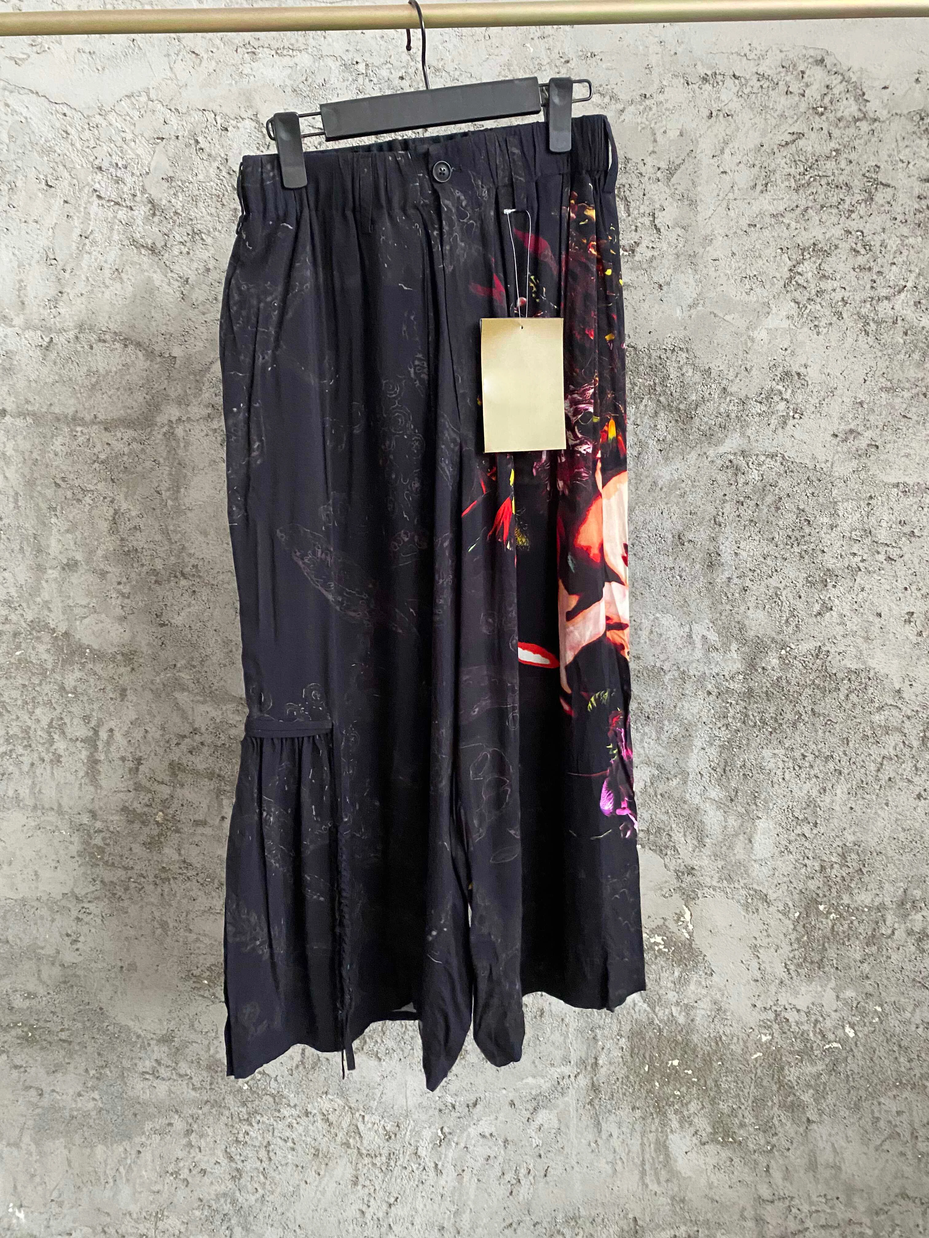 TOP-YAMAMOTO floral dark-patterned wide-leg pants  Dark Crow pants