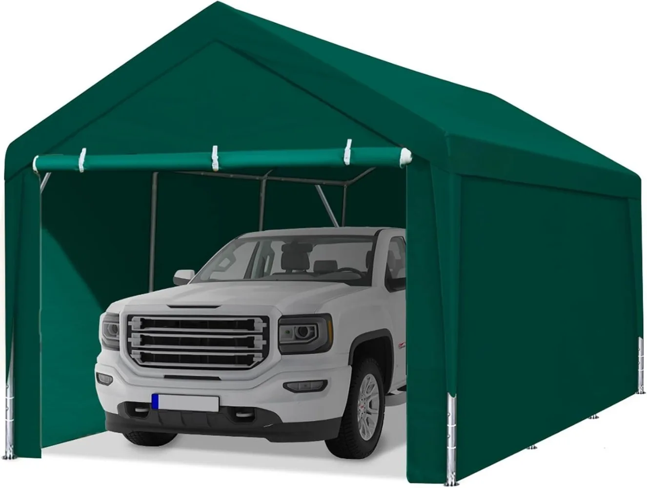 10x20 ft Heavy Duty Carport with Removable Sidewalls & Doors, Adjustable Height from 9.5 ft to 11 ft, Car Canopy Garage Boat