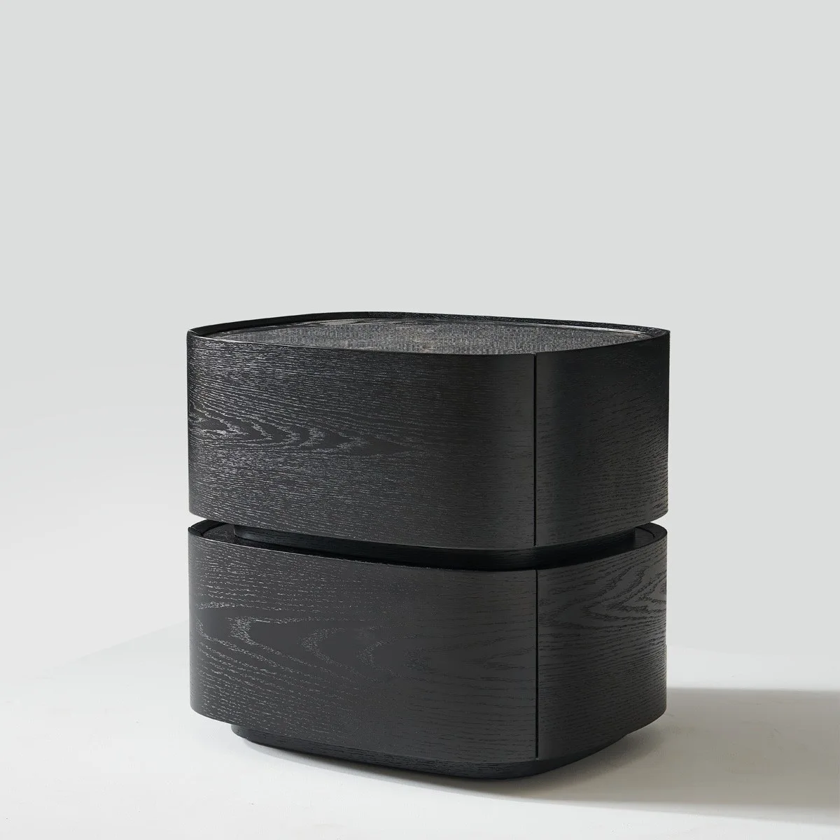 

Minimalist, solid wood, bedside table, modern, slate, double drawers, bedroom, light luxury
