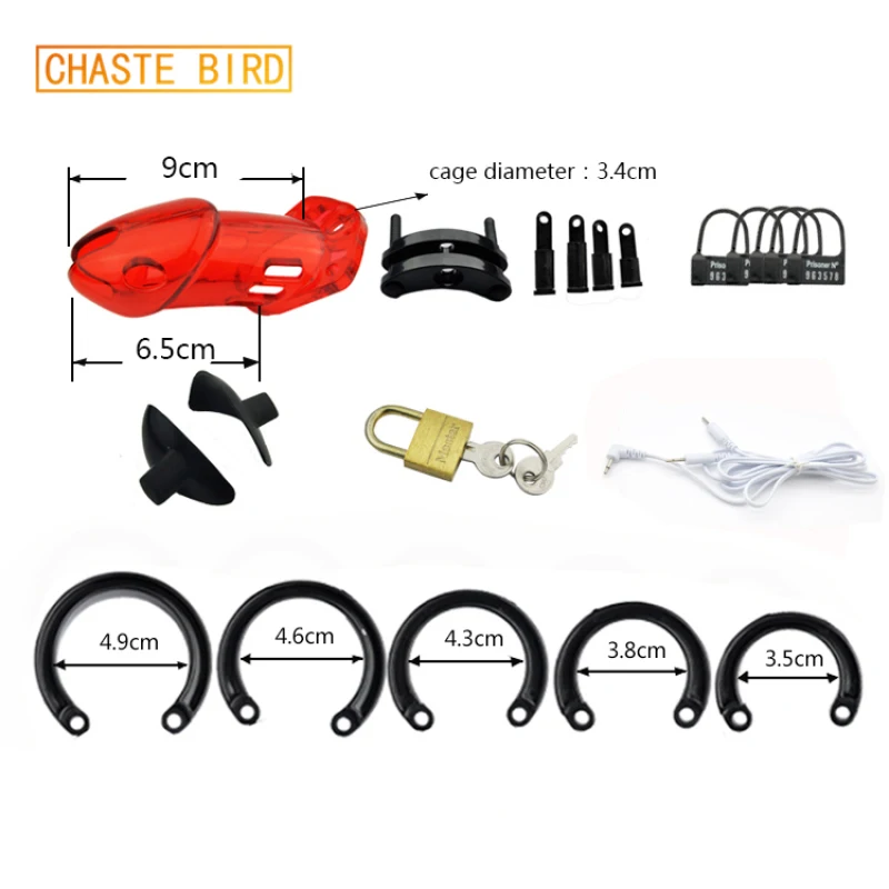 CHASTE BIRD Standard Cage Male Electro Chastity Device (ECB) Shock Belt Cock Penis Lock Plastic Adult Sleeve Sex Toys A191