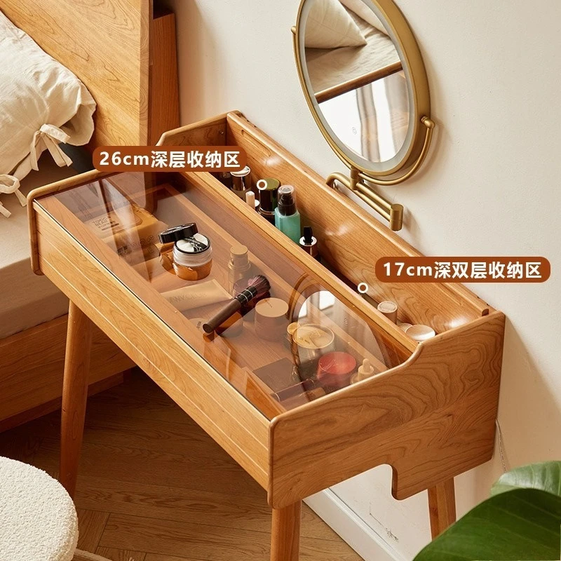 All solid wood dresser, North American cherry wood makeup table, Nordic small apartment, ultra-narrow household bedroom