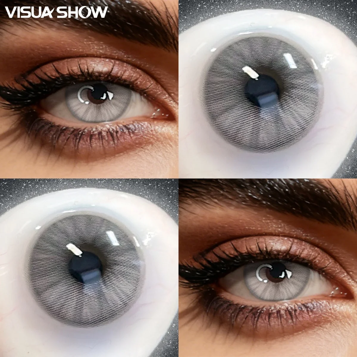 Visuashow Farbige Kontaktlinsen Meteor 2 Stück, Kleine Pupille, Halbjährlich Einweg, Leicht, Glatter Rand, Für Schüler, Tägliches Tragen, Zurück zur Schule, Natürliches aufhellendes Augen-Make-up – Detail 9