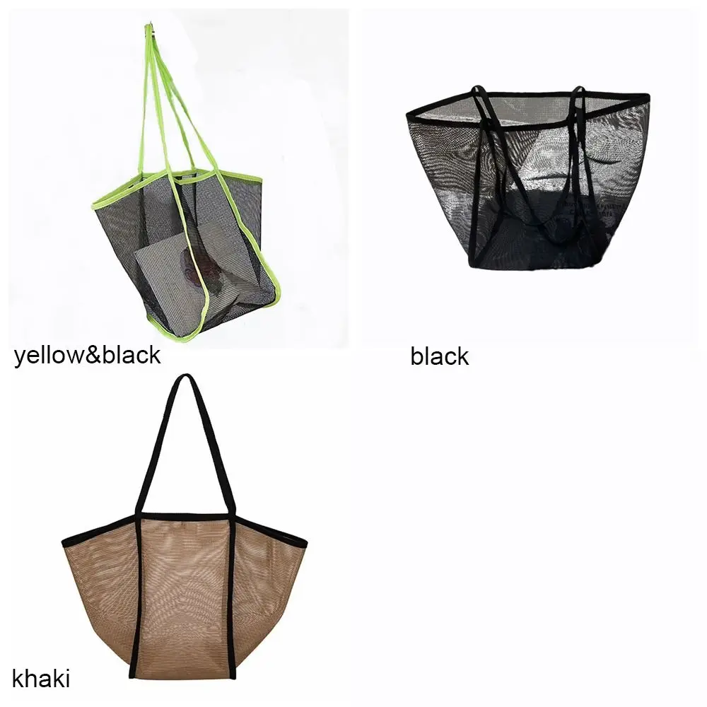 Multicolor Mesh Shoulder Bag Portable Translucent Multi-purpose Mesh Tote Bag Light Versatile Large-capacity Swimming Handbag