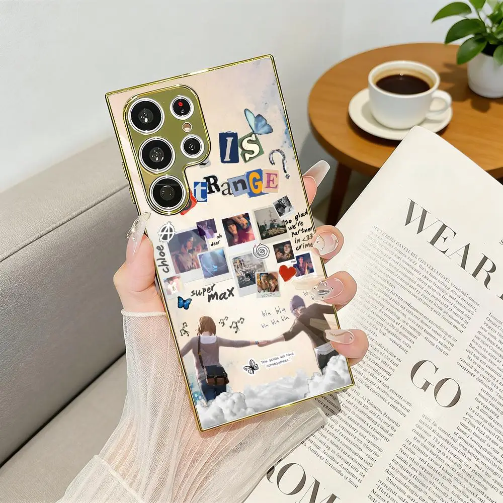 Popular Video Game L-Life Is Strange Phone Case Luxury Electroplated Metal Frame Case For Samsung Galaxy S25 S24 S23 Ultra