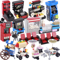 MOC City Film Scene Building Blocks Street View Games Console Foosball Table Popcorn Cashier Ice Cream Truck Bricks Friends Gift