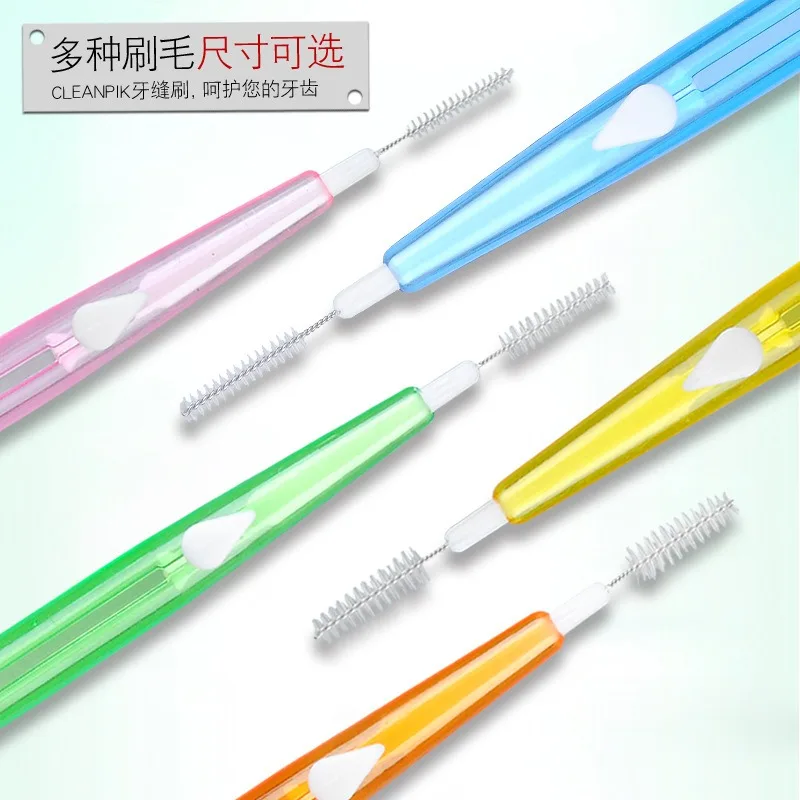 60PCS/Box Push Pull Type Interdental Brushes Dental Teeth Cleaning Soft Micro Brushes Dental Orthodontic Oral Care Cleaning Tool