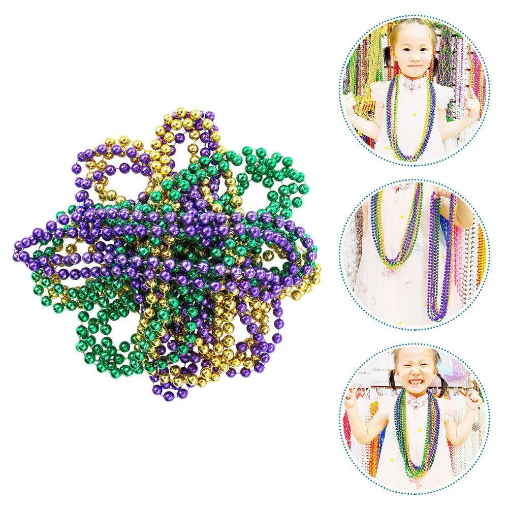 15 Pcs Colorful Beaded Necklace Festive Decorative Chain Decorate for Party Round Plastic Decoration