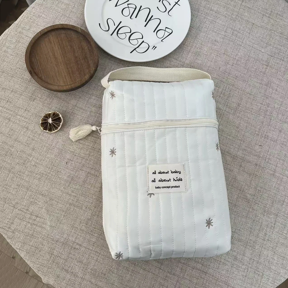 Borsa per pannolini per passeggino portatile Trapuntata per pannolini per bambini Organizer Borse per mamma ricamate Accessori per neonati Borsa per fasciatoio