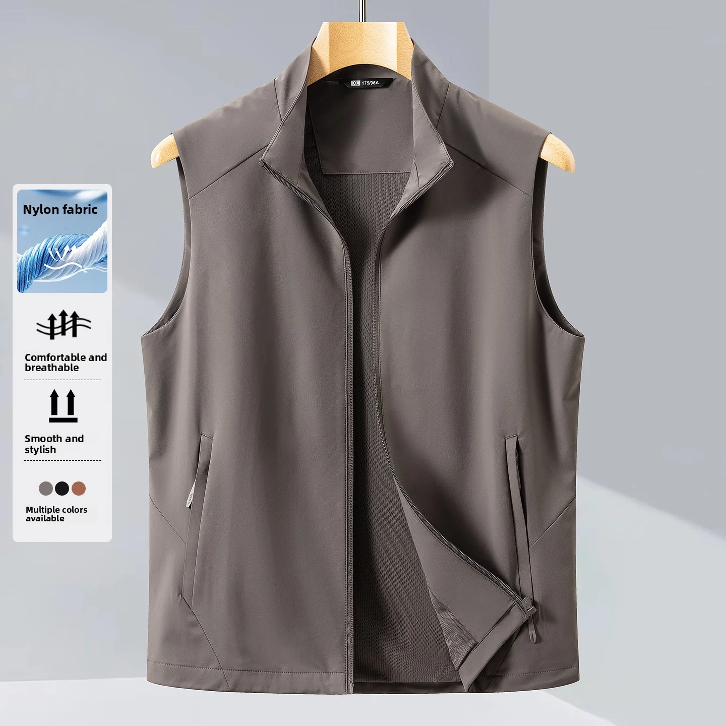 

Новая мужская безрукавка с воротником-стойкой для весны и осени, повседневный жилет-майка из качественной ткани, легкая люксовая версия