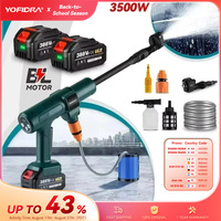 YOFIDRA 200Bar 3500W Brushless Electric High Pressure Washer 6in1 Car Washing Garden Water Spray Gun For Makita 18V Battery Pin