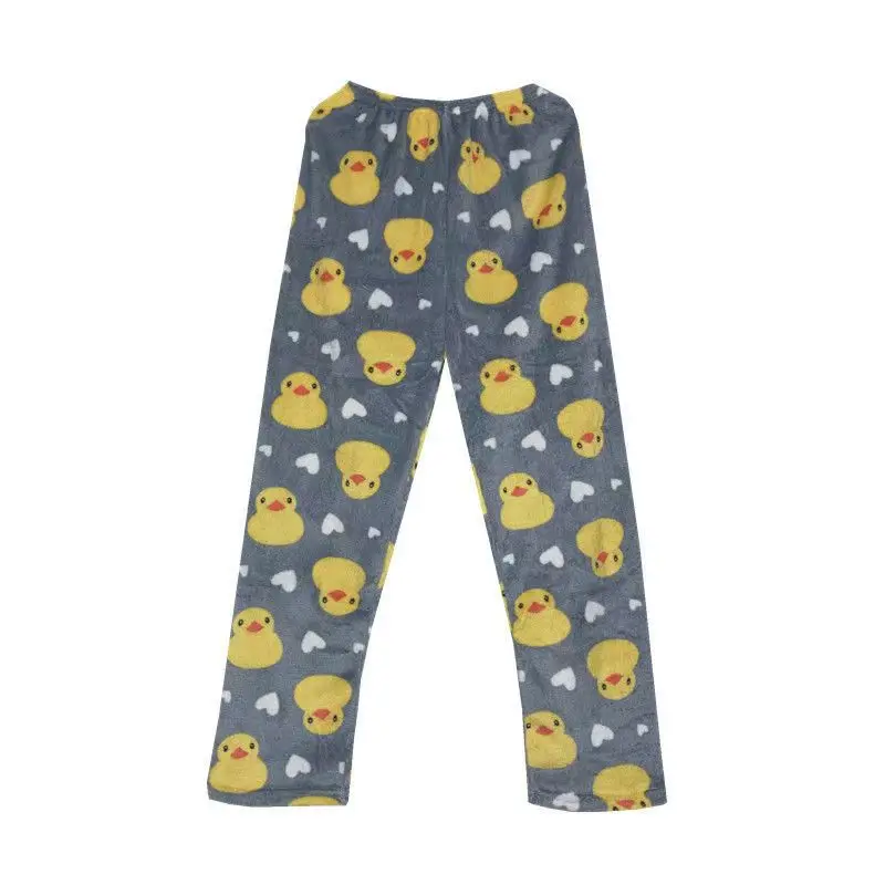 Winter Women\'S Cute Plush Pajamas Pants, Cartoon Fluffy And Warm To Sleep   Pants, Comfortable Loose Elastic Waist Home Pants