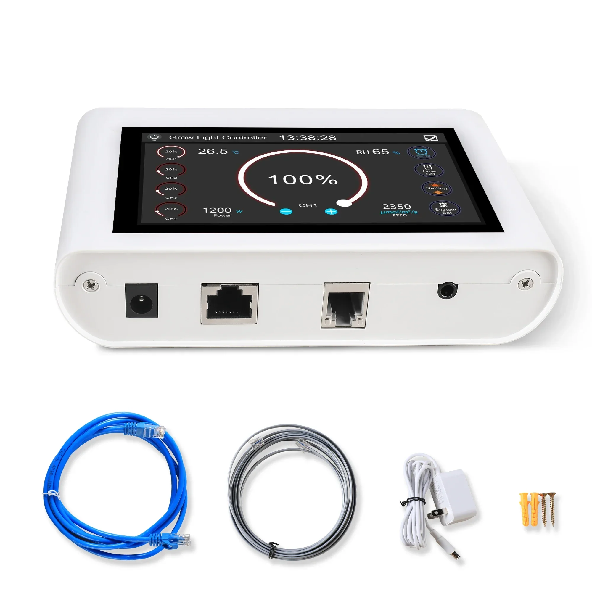 RJ 14 Smart BT Controller Phlizon LED Grow Light Controller 640W 720W 1000W Timing Dimming Controller with Temp Humidity Sensors