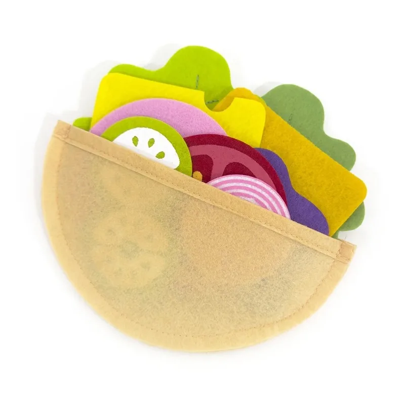 28PCS Felt Food Burger Sandwich Food Set Children Pretend to Play Food Sandwich Toys Children\'s Kitchen Role Playing Gifts