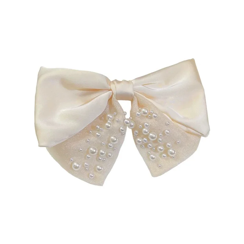 1 Piece Big Elegant Bow Tie Spring Hair Clip for Girl Sweet Fashion Pearl Bow Hair Bows 2024 New Girl's Headwear Accessories image 6