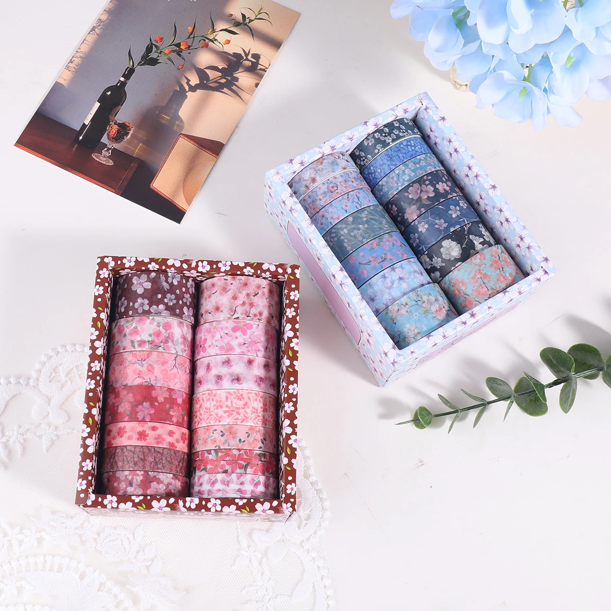 14 Rolls Vintage Floral Washi Tape Set DIY Colored Decorative Masking Tape Notebook Diary Bullet Journaling Wrapping Supplies