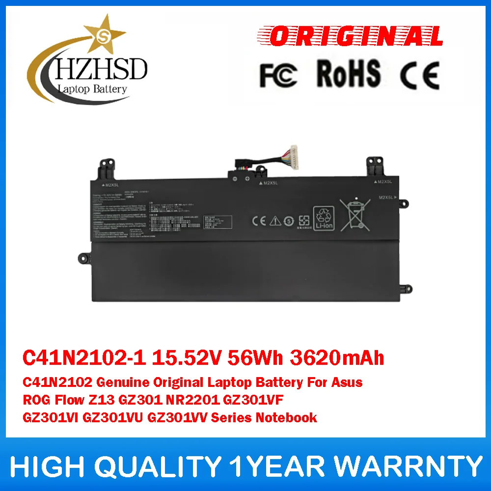 

C41N2102-1 15,52 В 56 Втч 3620 мАч C41N2102 Оригинальный аккумулятор для ноутбука Asus ROG Flow GZ301 NR2201 GZ301VF GZ301VI GZ301VU