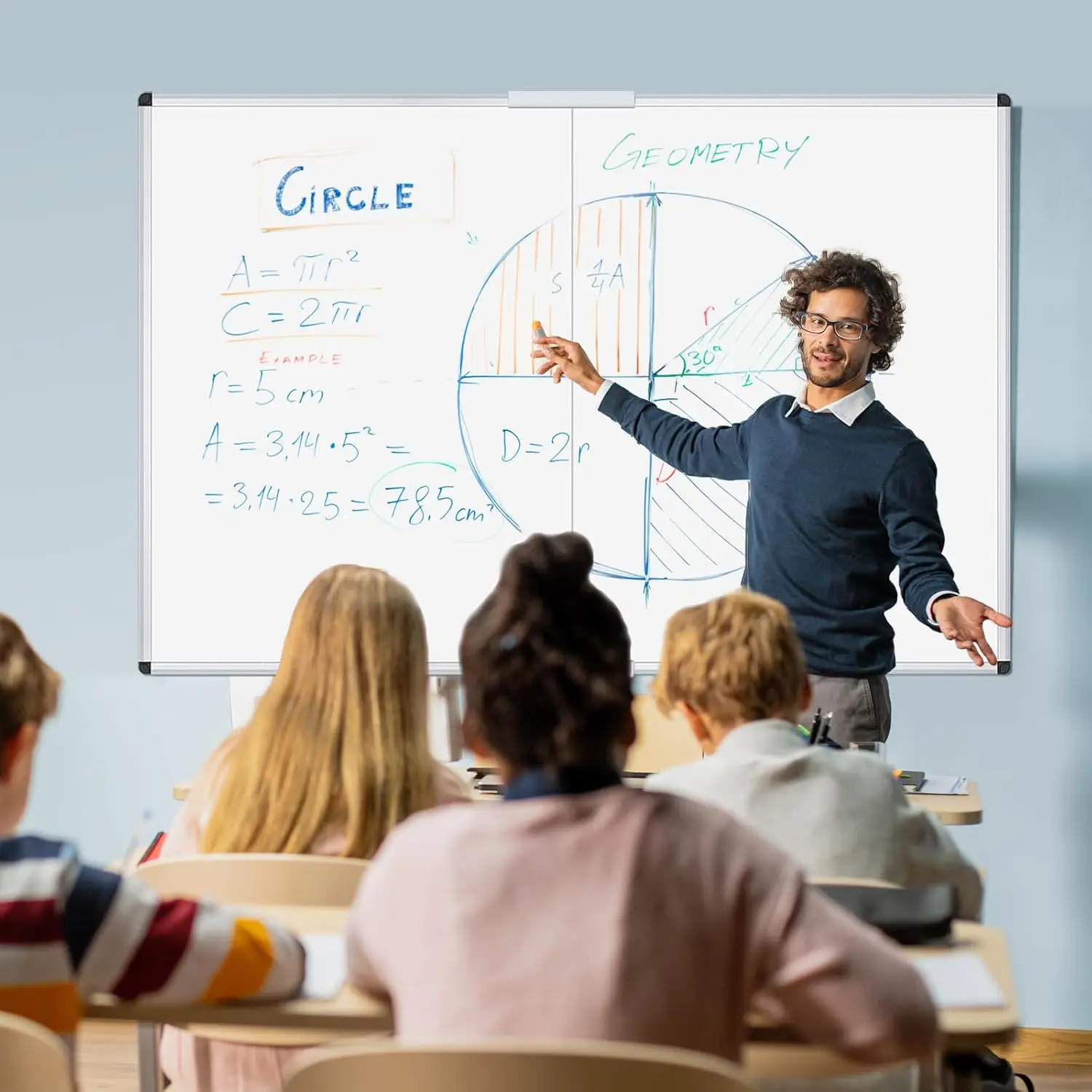 سبورة بيضاء مغناطيسية كبيرة قابلة للطي مقاس 48 × 36 بوصة مثبتة على الحائط للمسح الجاف للمدرسة والمكتب والمنزل #5