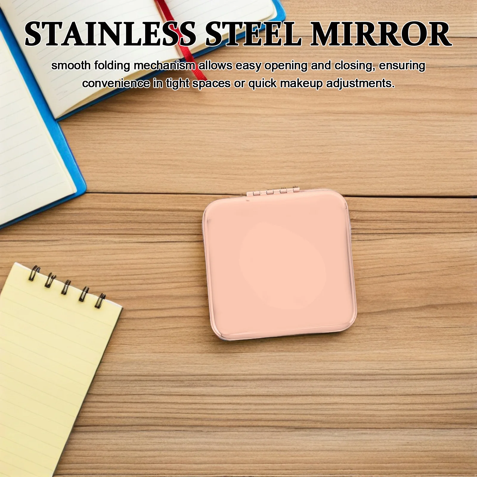 Miroir de maquillage Compact en or Rose, miroir de poche Portable pliable Double face de voyage en métal pour sac à main, utilisation de vanité