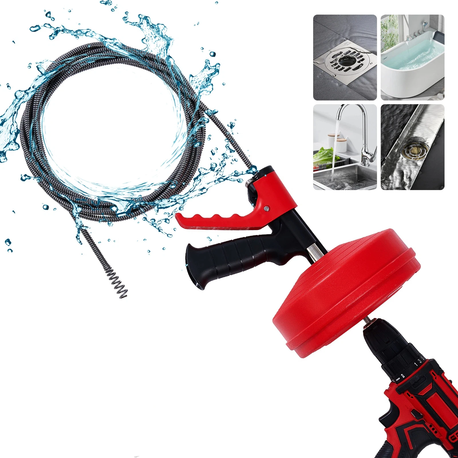 

Professional Drain Snake Auger Flexible Plumbing 5-10m Length Drain Clog Remover Manual/Electric Quickly Pipe Dredging Machine