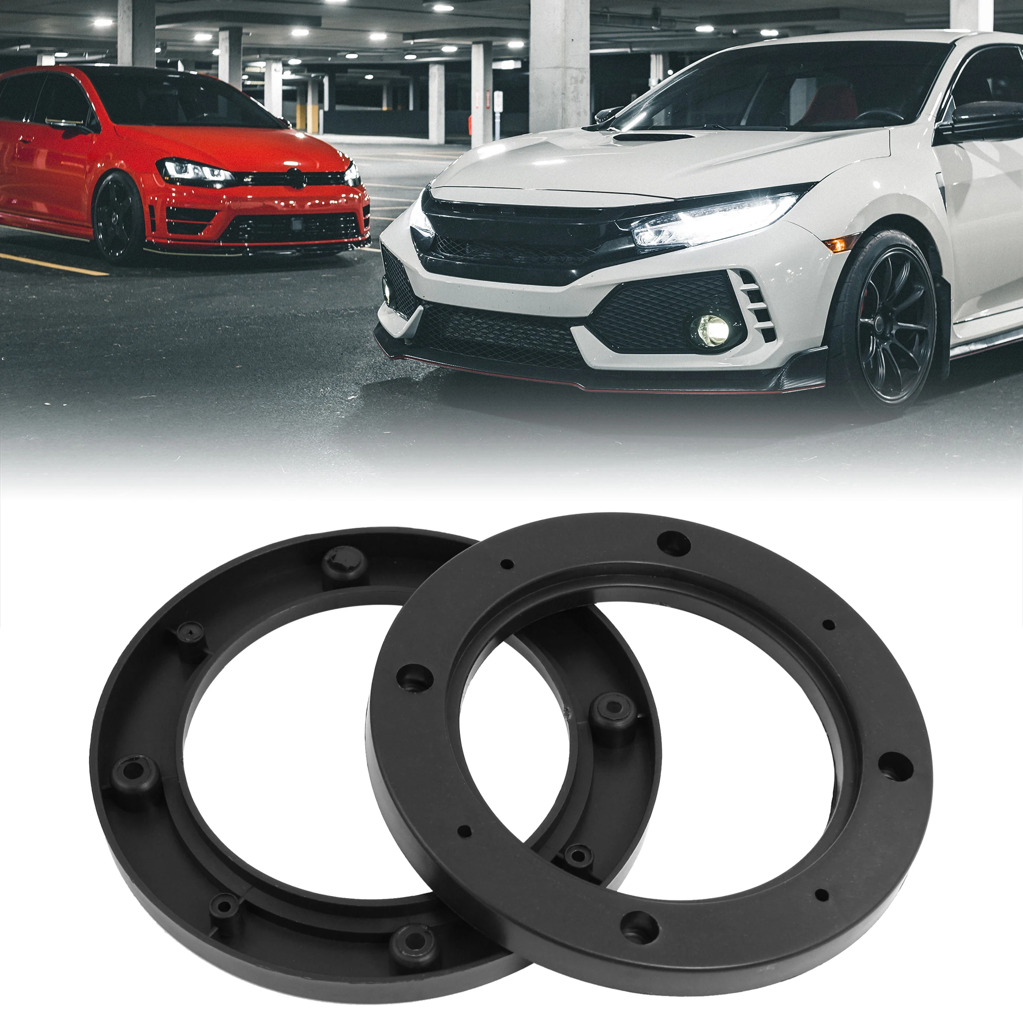 UXCELL Car Horn Pad 2-4pcs 4 Inch 5 Inch 6.5 Inch Car Black Hollow Universal Speaker Spacer Mounting Spacer Plate Plastic 120mm