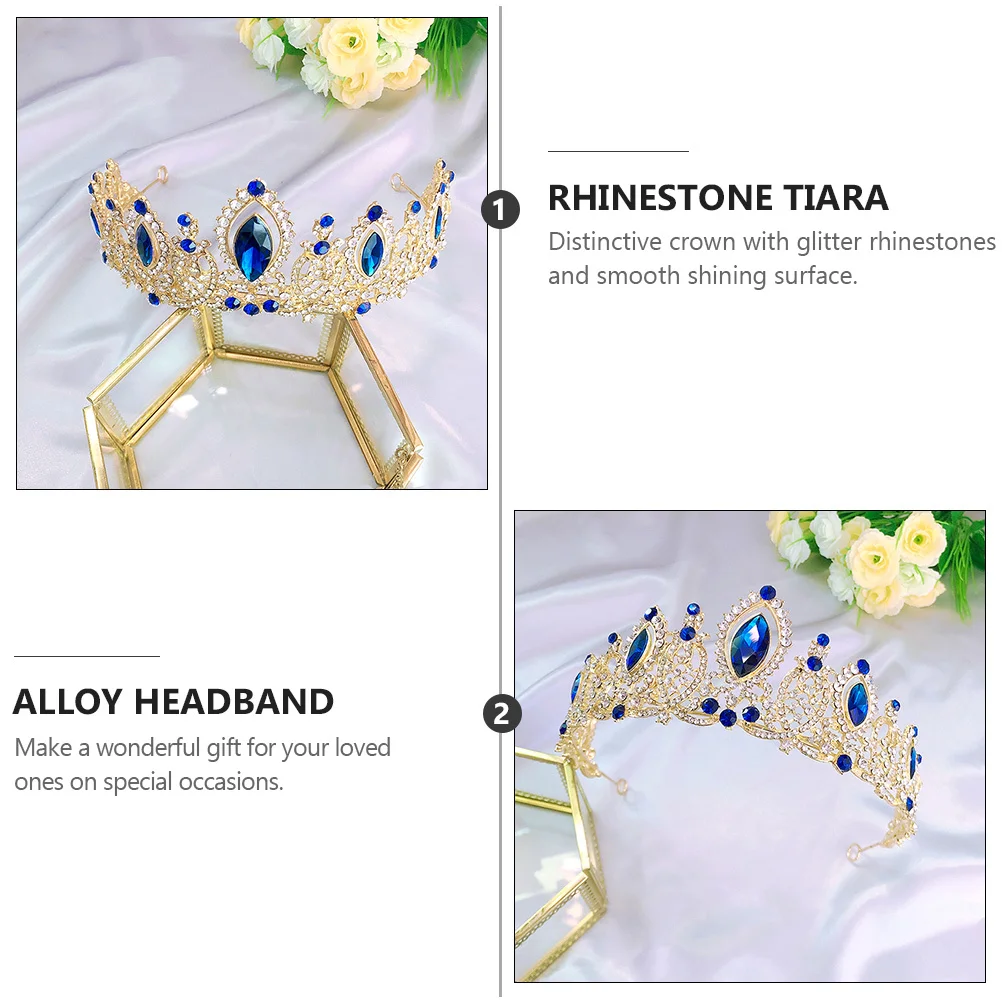 1Pcs Rhinestone Crystal Crown Headdress Elegant Wedding Tiara Party Headband Hair Jewelry for Women Women's Headdress
