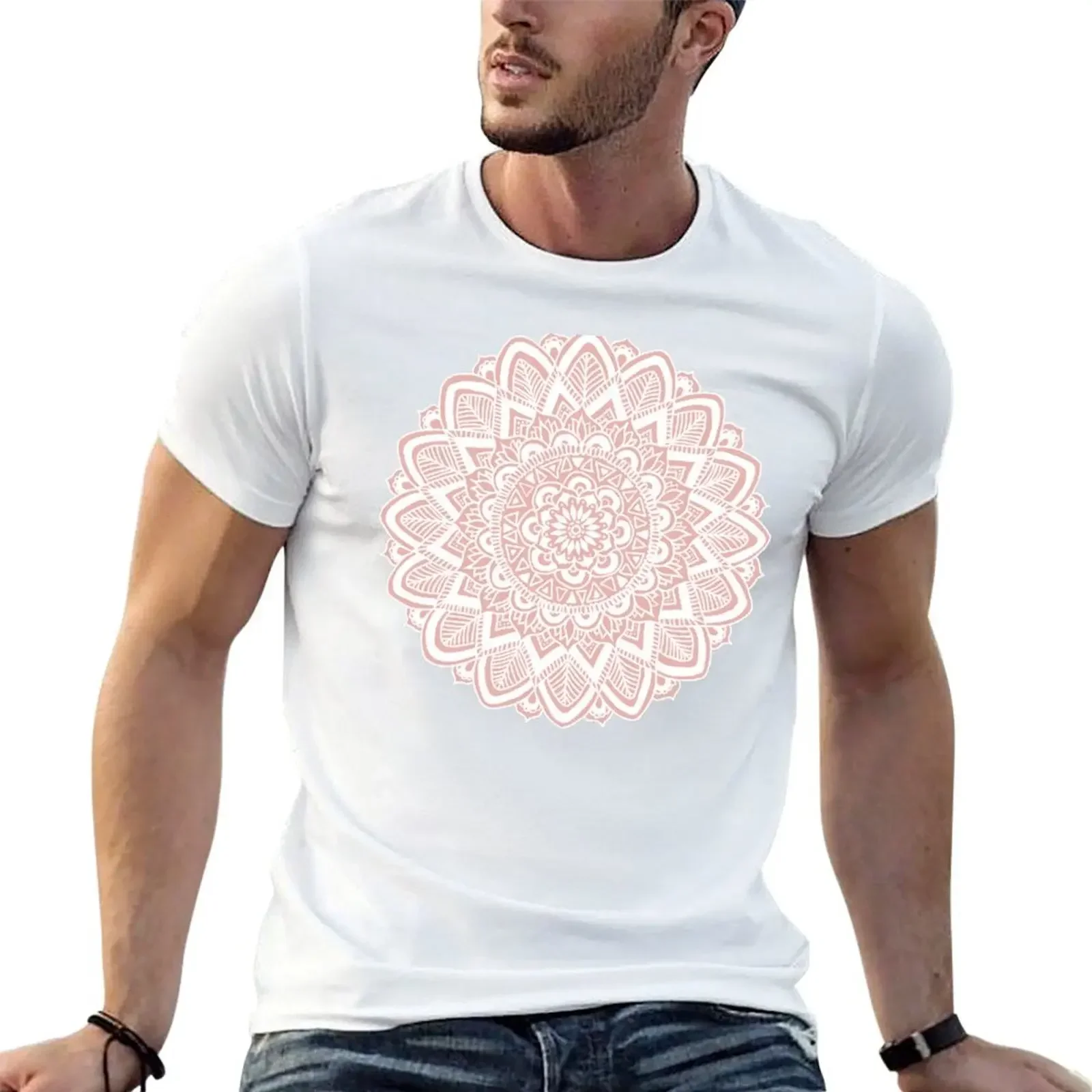 Pink Boho Mandala T-Shirt boys animal print plus size clothes baggy shirts graphic t shirt vintage t shirts for men graphic