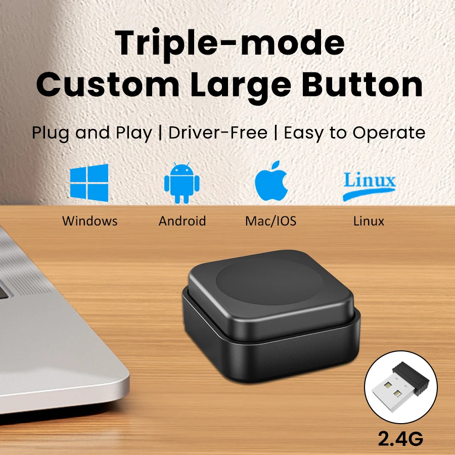 Customizable Macro Keypad Tri-mode Wireless/Wired Single Key Keyboard Volume Control Shortcut Keys for Windows Mac Office Gaming