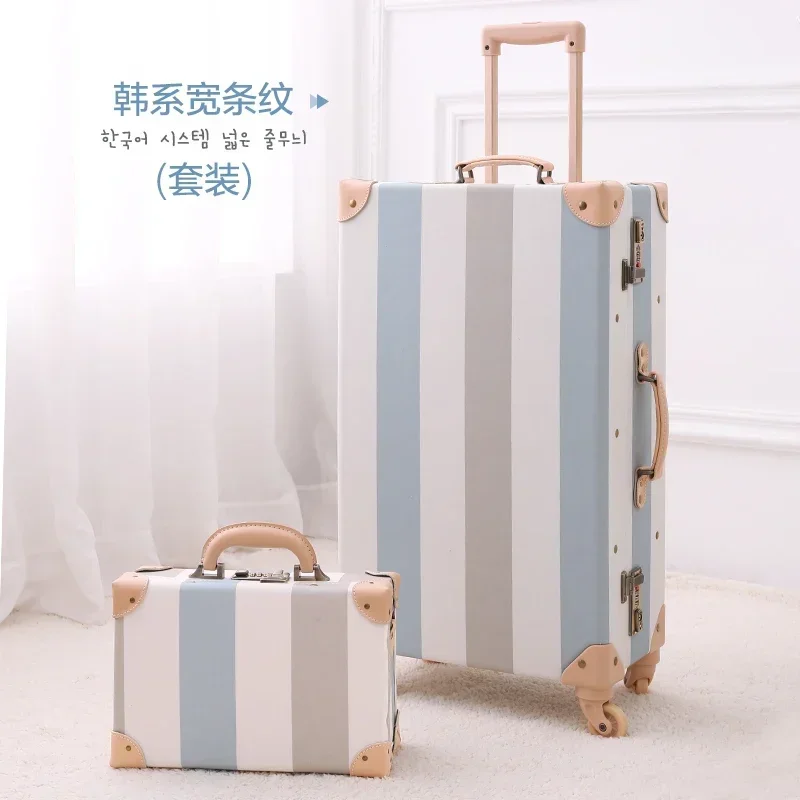 Uniwalker Handmade Vintage Luggage Small Fresh Travel Case Universal Wheeled Trolley Case Women's 24 inch 26 Leather Case