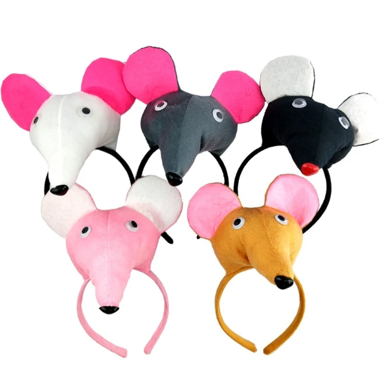 Girls Mouse Costume Headband Necktie Tail Stage Props Set Halloween Party Anime Costume Accessories Kids Photo Props