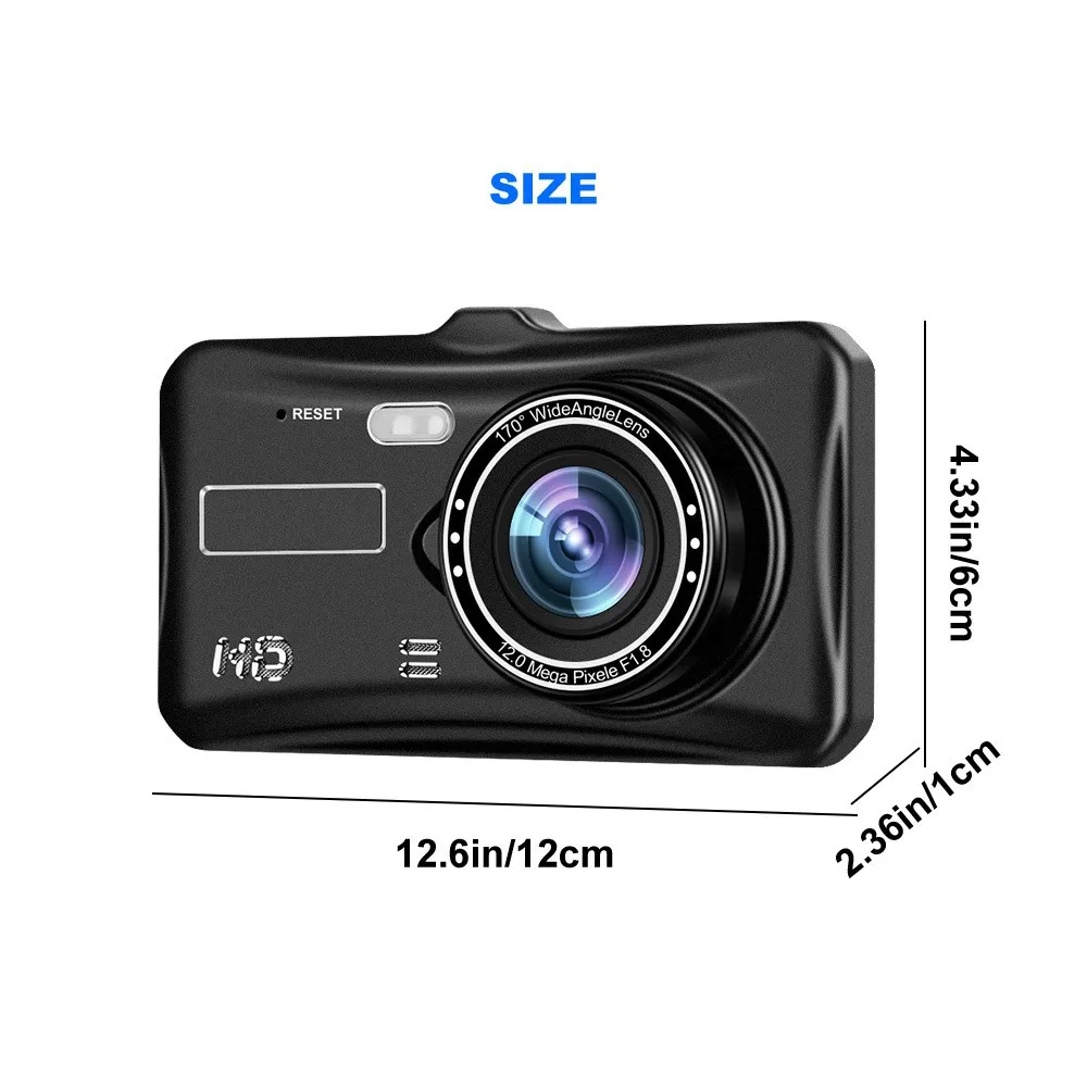 Camcorder Car DVR Dashcam 4 Inch IPS Touch Screen 170° G-Sensor Dual Lens WDR Full HD 1080P Night Vision Auto Video Recorder