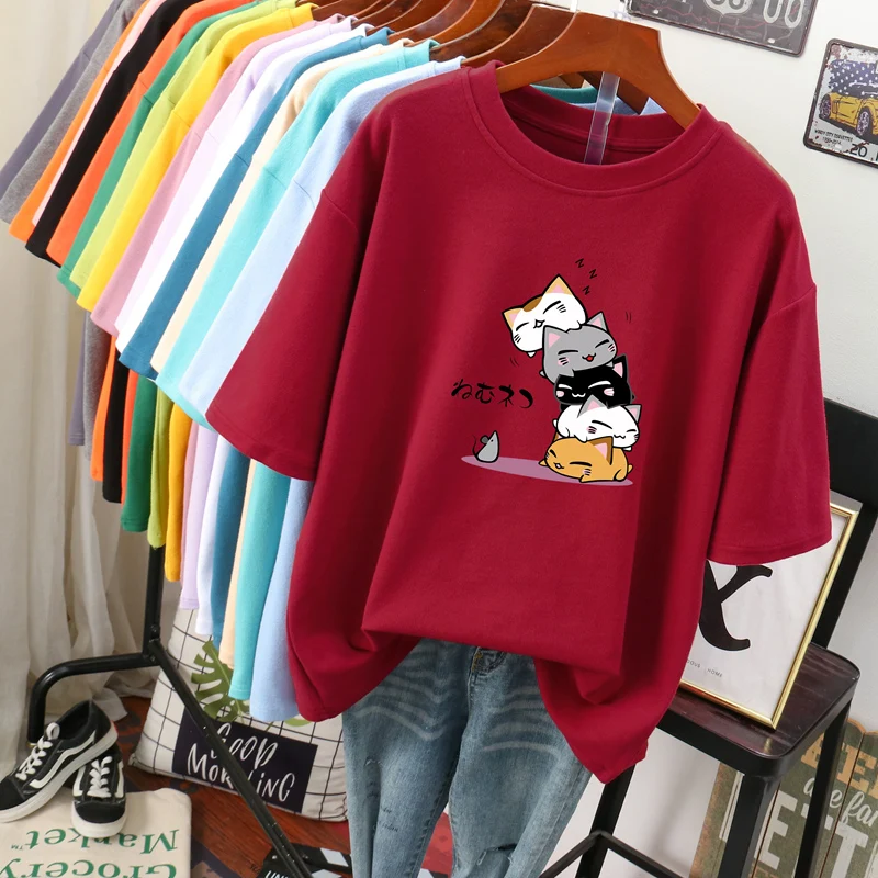 plus Size Extra Large 300 Pounds Women's Short Sleeve T-Shirt Loose Fit Korean Style Pure Cotton Belly Covering Slimming Top