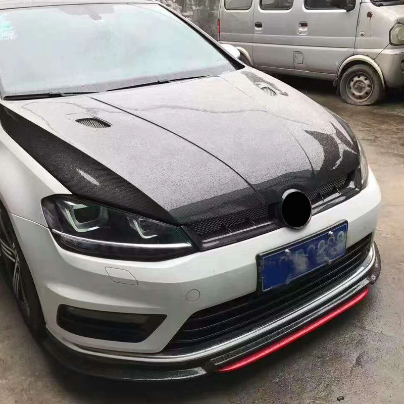 Racing Style Real Carbon Fiber Front Air Intake Grille for Golf 7 R line GTI MK7 2013 - 2016 Glossy Black Grill Car Styling
