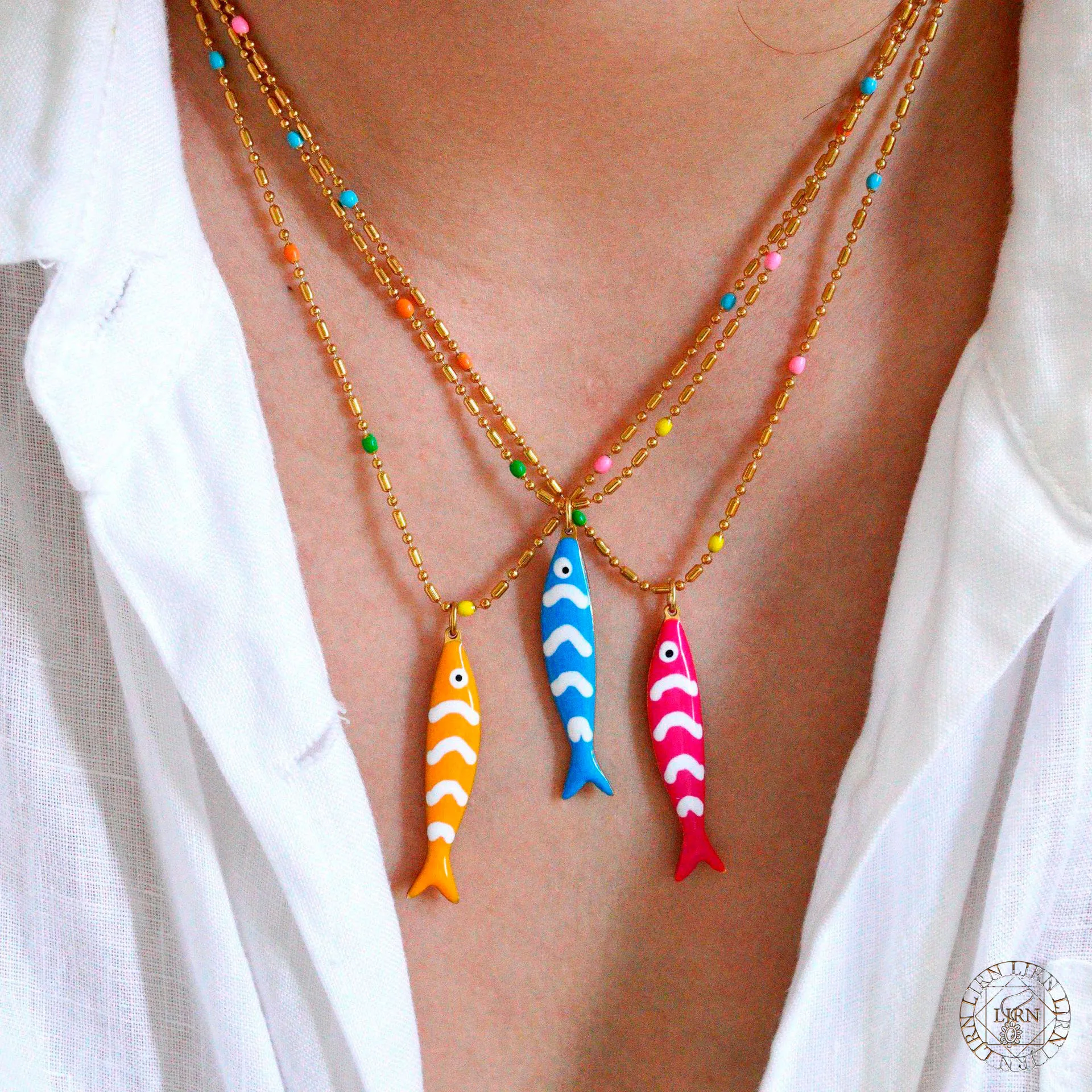 2025 Collar nuevo pez colorido esmalte de acero inoxidable joyería de Metal de moda gargantilla de colores accesorios de mujer Collar de regalo pez