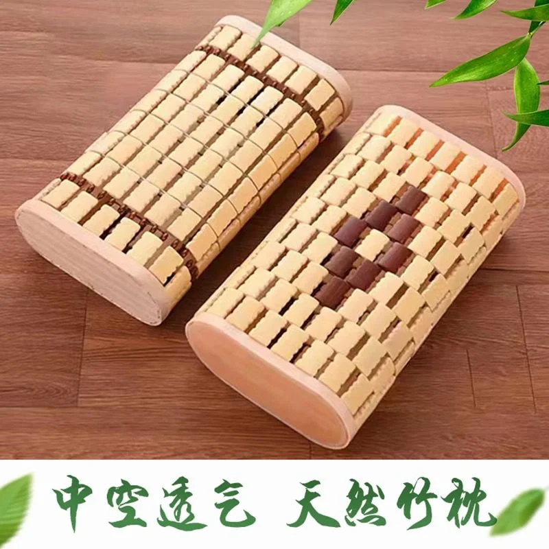 [ ] summer hollow bamboo woven cool pillow adult mahjong grain cervical health c