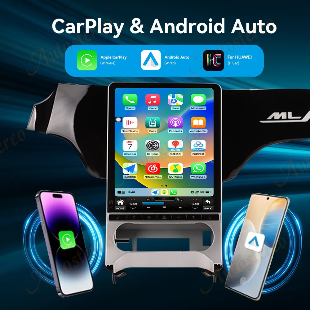 New Carplay Tesla Style Android 13 For Mercedes Benz ML X166 GL Up To W223 Car Radio GPS Navigation Multimedia Player Head Unit