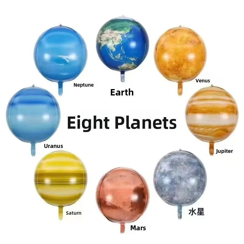 Globos Decorativos de 22 Pulgadas con Diseño 4D de los 8 Planetas, la Tierra, el Sol y la Luna, para el Día del Niño, Fiestas Infantiles y Festivales al Aire Libre