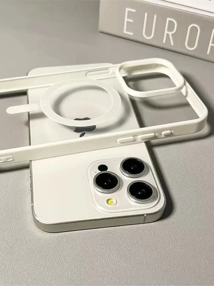 Offizielle Magnetische Hülle für iPhone 18 17 16 15 14 Plus 13 12 11 Pro Max Air 16E 17E Kabelloses Laden Transparente Weiße Abdeckung Funda