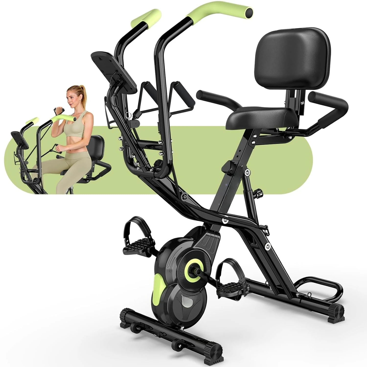

Foldable Exercise Bike, Multifunctional Indoor Stationary Bikes for Home with 8-Level Magnetic Resistance, Quiet, Customized
