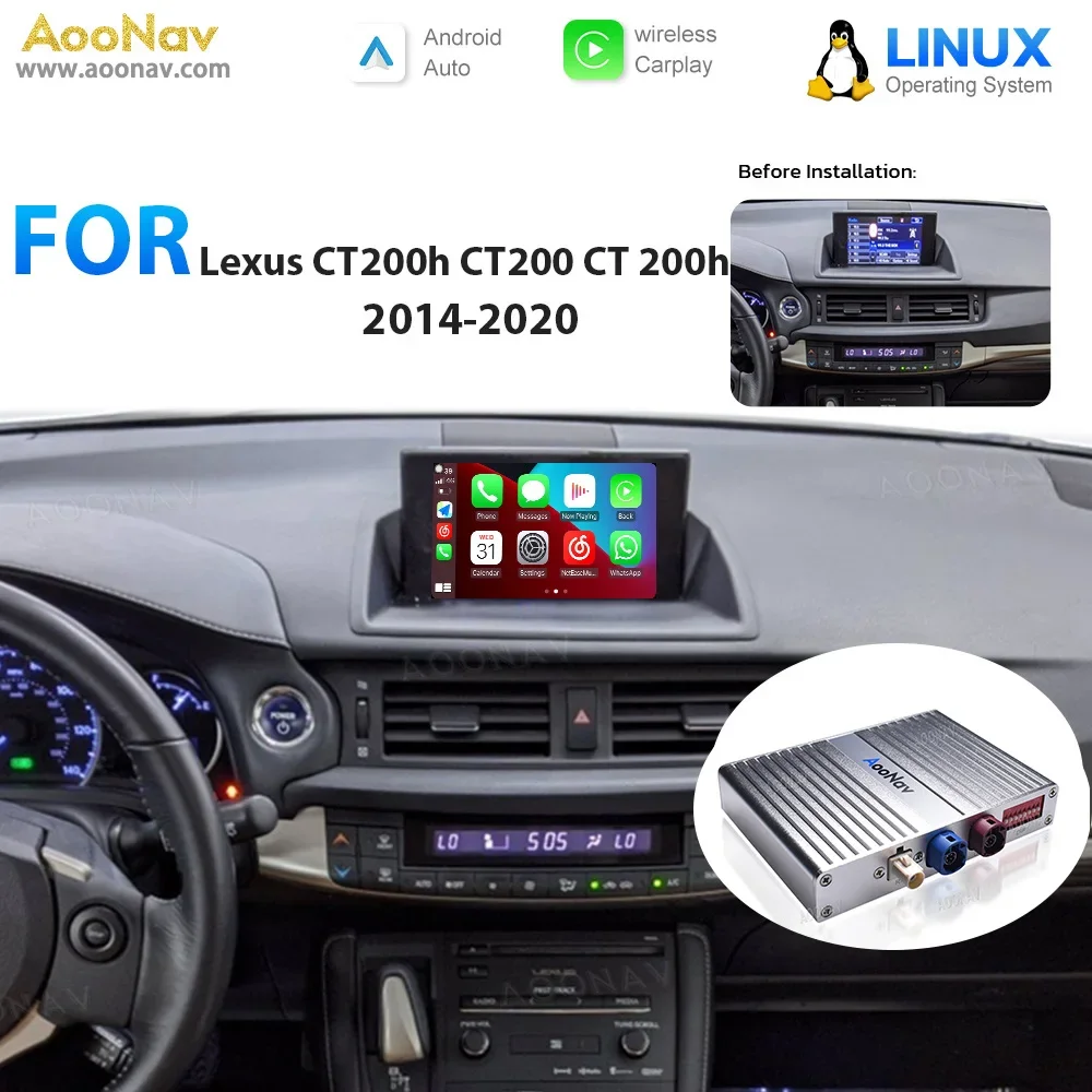 Mirror link Box bus adapter For Lexus CT200h CT200 CT 200h 2014-2020 Stereo Oem Screen volant radio aux upgrade Linux System