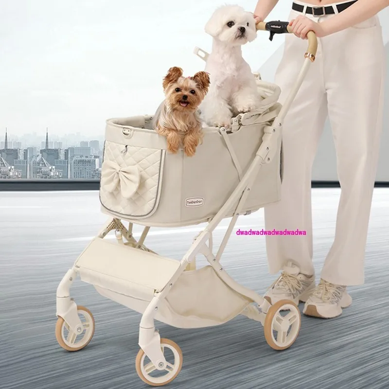 Outdoor Pet Stroller Pram One Click Folding Stroller Dog Cat Lightweight Trolley Small Pets Travel Breathable Puppy Supplies