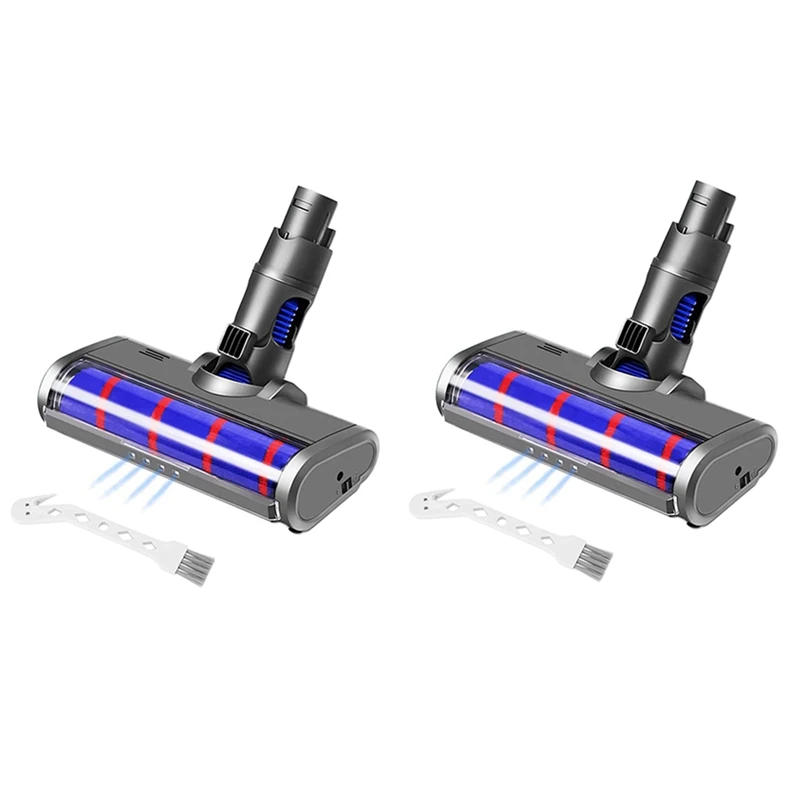 

2X Soft Roller Cleaner Head For Dyson V6 DC58 DC59 DC61 DC62 DC74 Cordless Vacuum Cleaner Attachment With LED Headlight