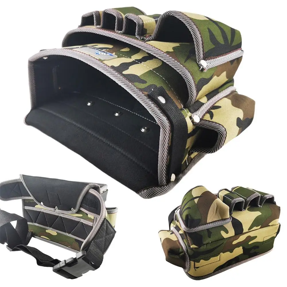 Multifunctional Oxford Cloth Waist Bag Wear-resistant Multiple Pockets with Adjustable Belt Electrician Hardware Tool Bag
