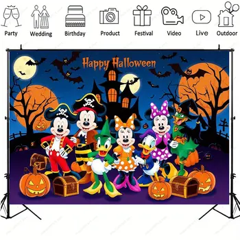 萬聖節派對迪士尼米老鼠恐怖之夜南瓜背景裝飾兒童生日嬰兒派對攝影背景 10 最佳銷售 萬聖節米奇 - №6