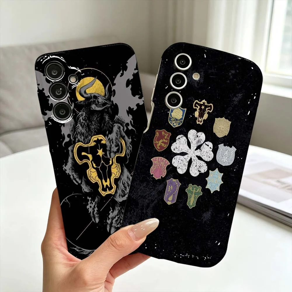 Deluxe Black Clover Logo Phone Case For Samsung Galaxy A56 A55 A54 A51 A17 A07 A06 Feilini Hard Case Wave Oil Soft Case