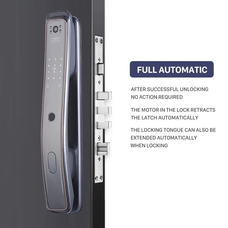 New Design Wholesale Price High Security Fingerprint Digital Wifi Smart Door Lock Connected Camera Monitor Send Photo To Mobile