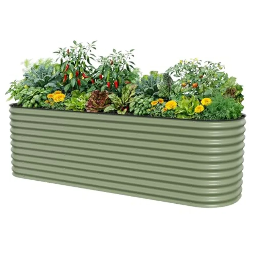 

32 комплекта высоких приподнятых грядок (32 Extra Tall Raised Garden Bed Kits) 4 x 8 x 2.7 футов, уличные металлические ящики-клумбы для овощей, цветов, фруктов, 2.5 x 9.5 x 2.7 футов