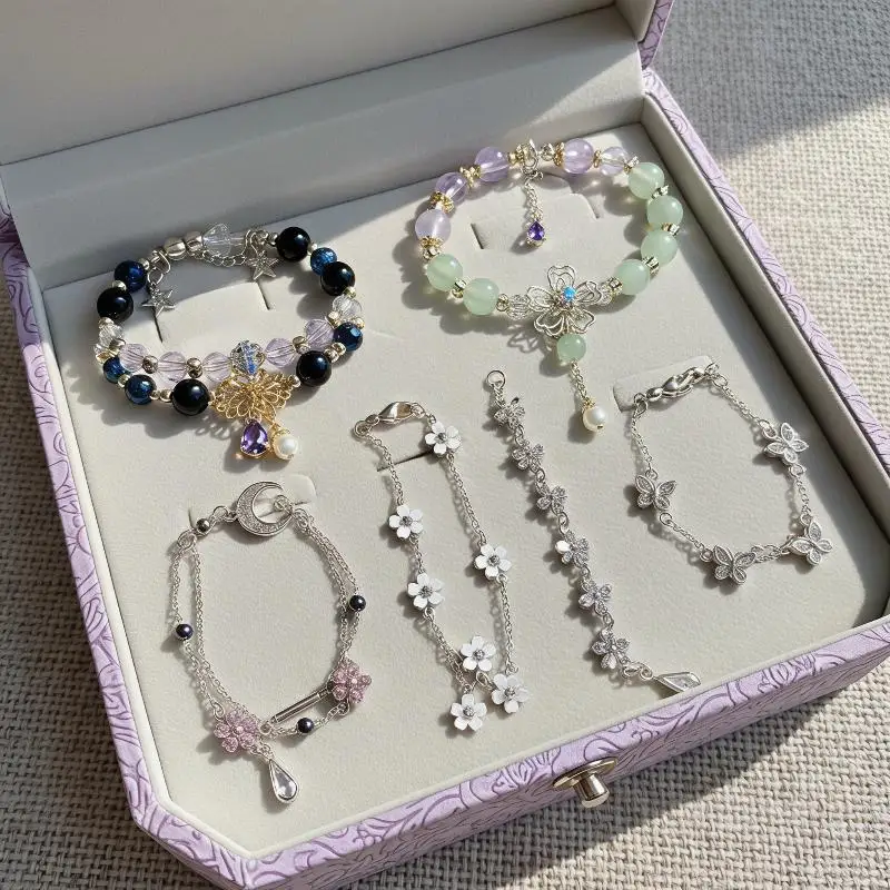 Dainty Sparkling Beaded Bracelet Fashion Crystal Adjustable Design for Girls Graduation Gift Party Wear