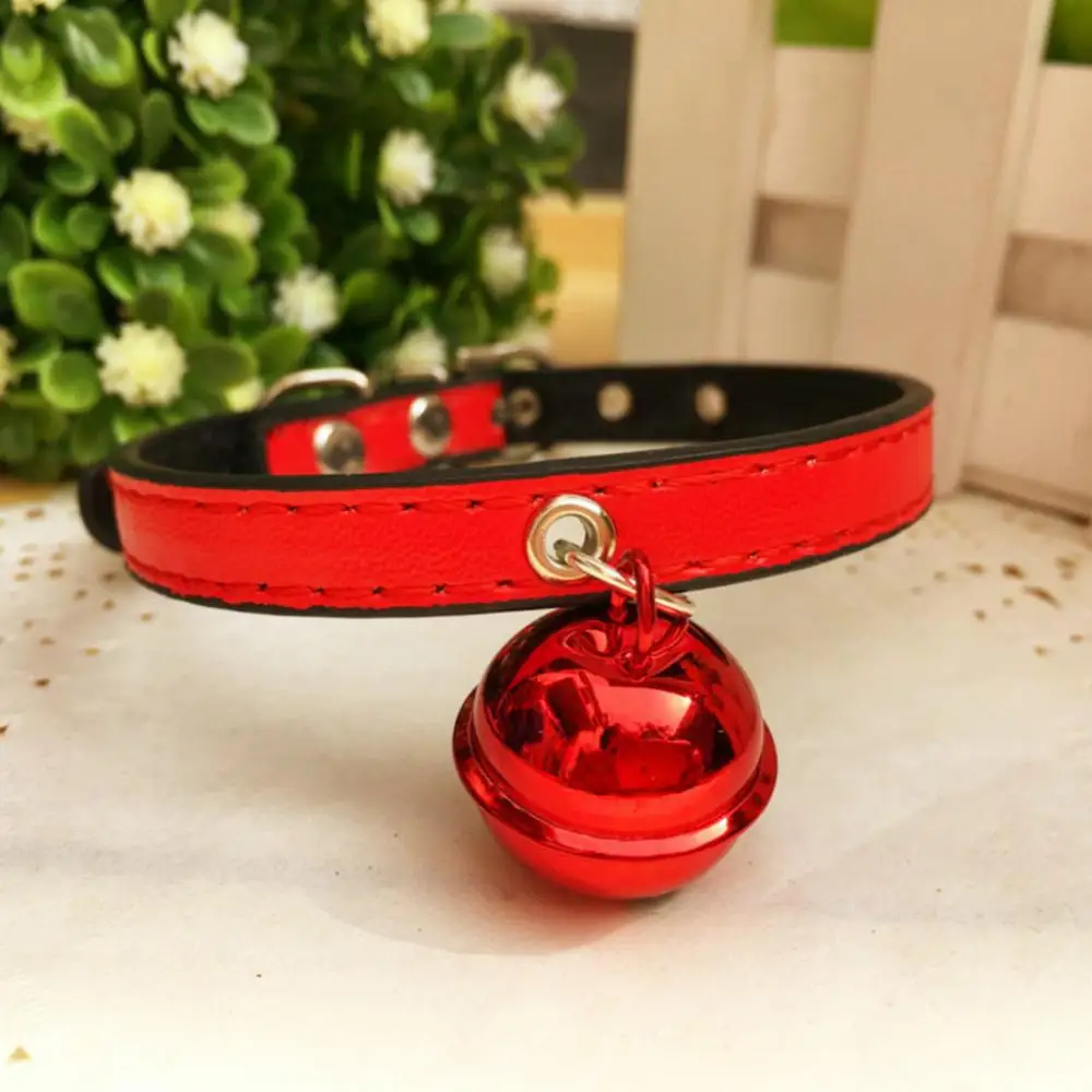 Christmas Pet Dog Collar Puppy Dog Cat Kitten Faux Leather Bell Necklace Collar Leash PU Leather Cat Chain Neck Strap Teddy Pug